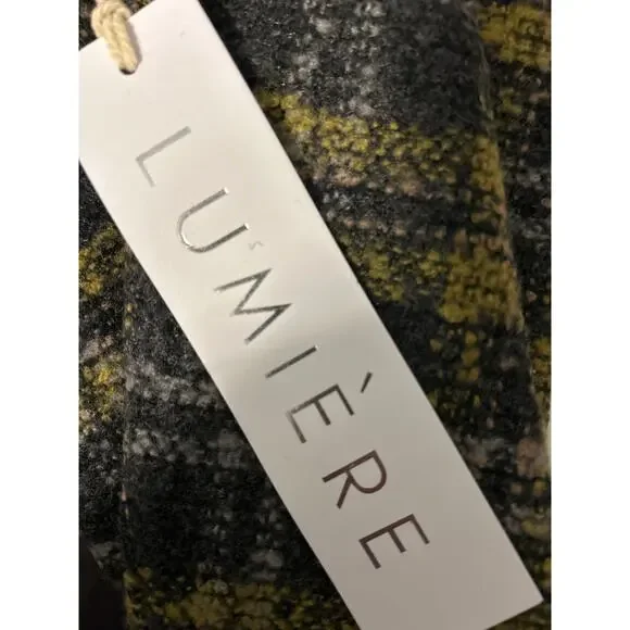 Lumière Coat Jacket Size Medium Gray Plaid Open Front Pockets NWT - Picture 9 of 9